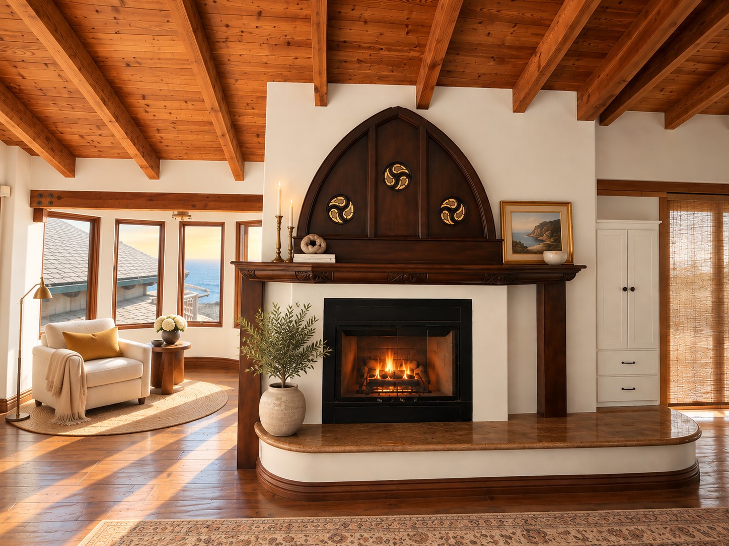 Bedroom fireplace and sitting area