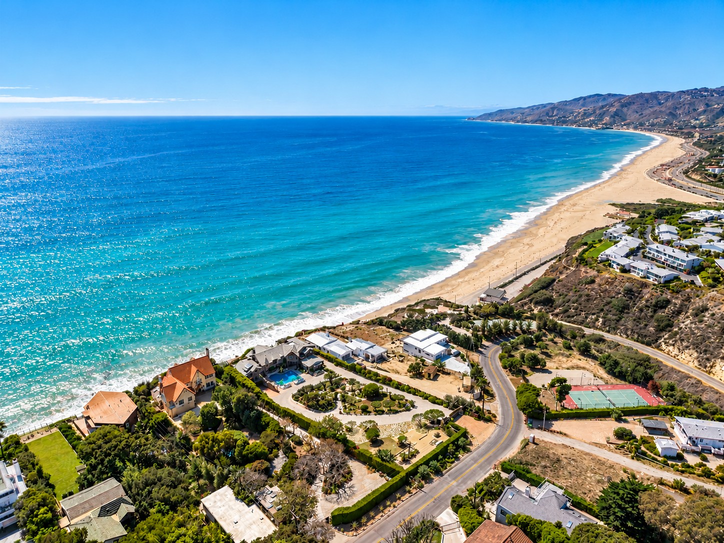 Aerial view of estate and Westward Beach