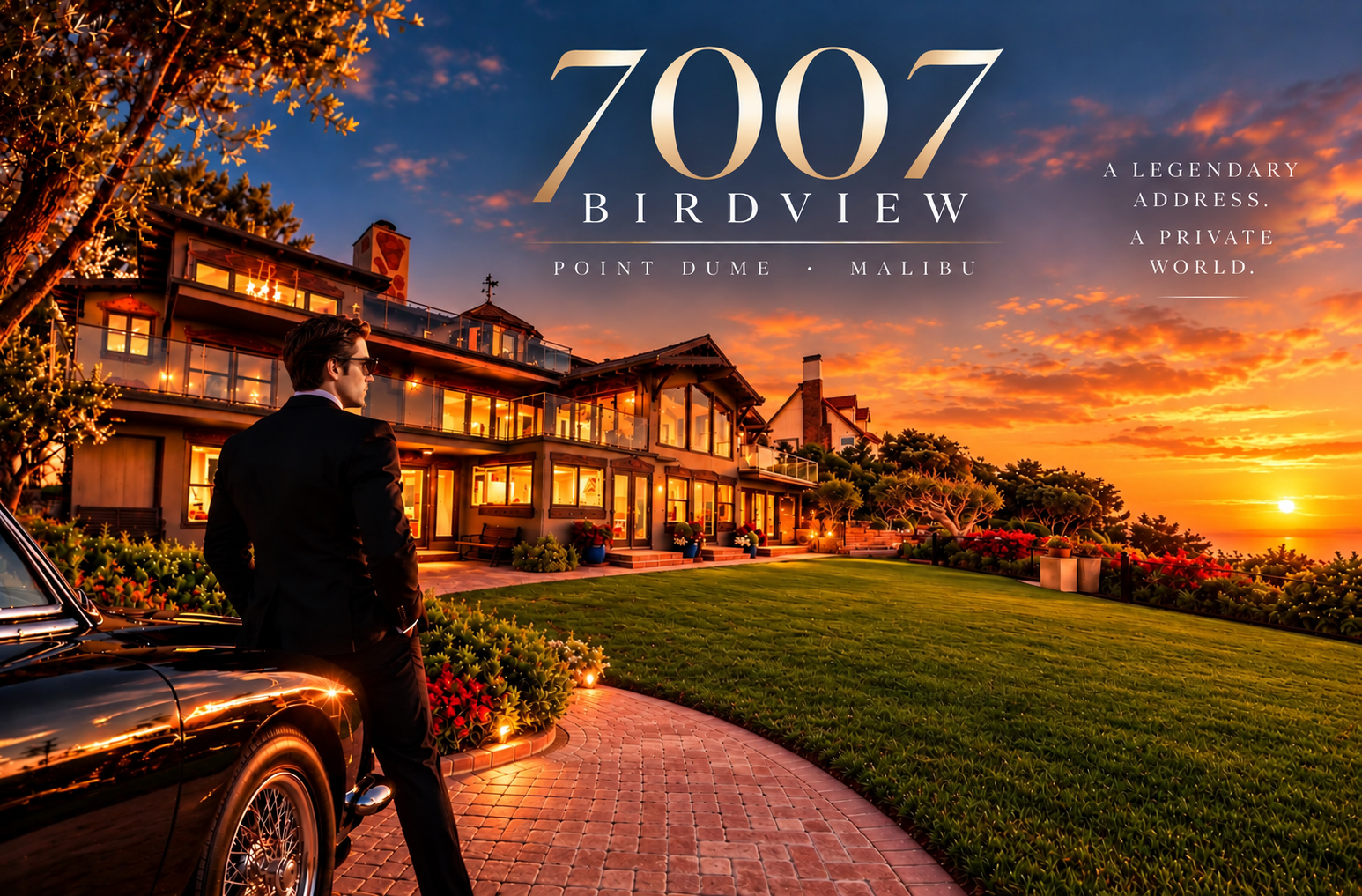 Artistic sunset presentation of the Birdview estate