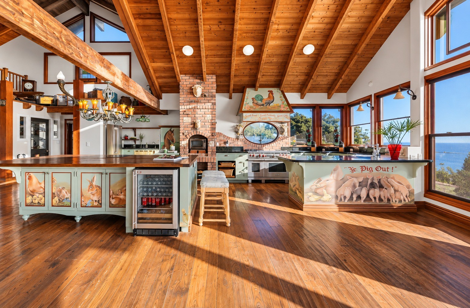 Kitchen with timber ceiling and island